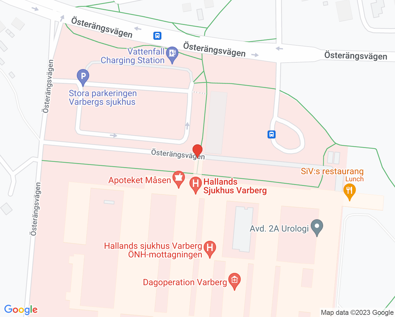 Karta till Specialisttandvården Hallands sjukhus Varberg