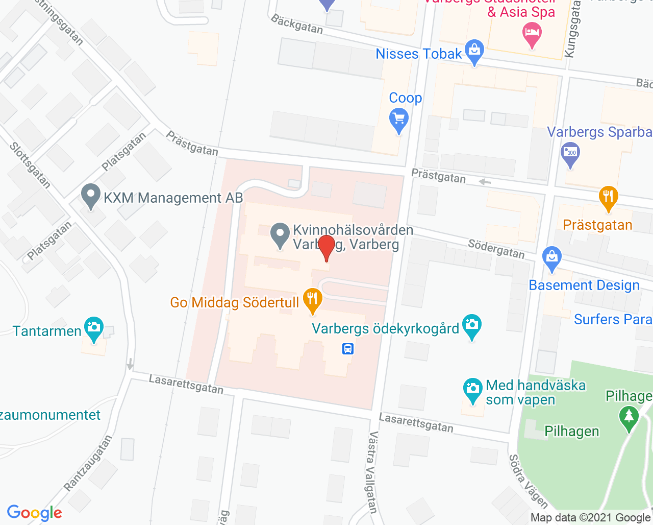 Karta till Provtagningen Västra Vall, Varberg