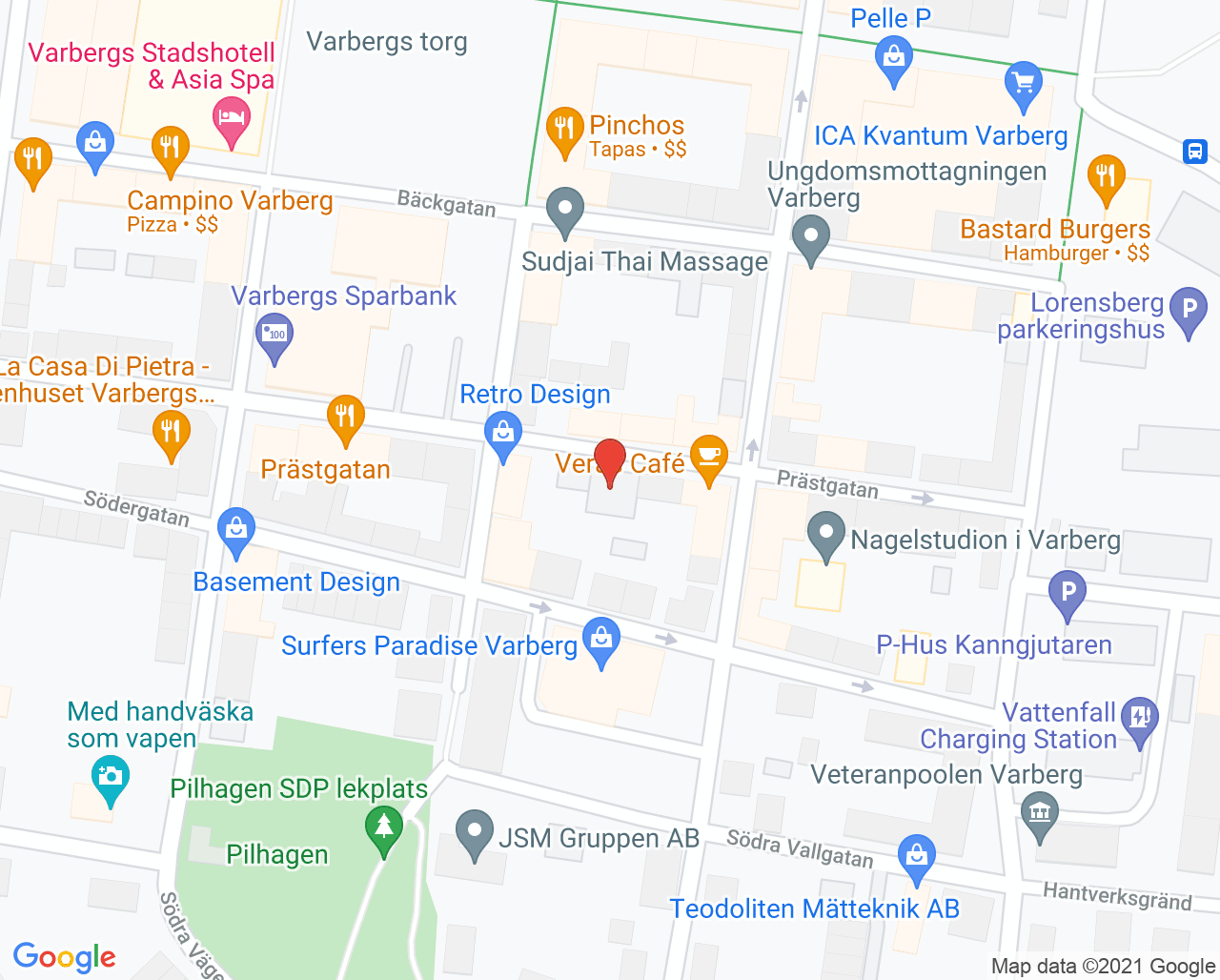 Karta till GYNIQ HÄLSA, Varberg