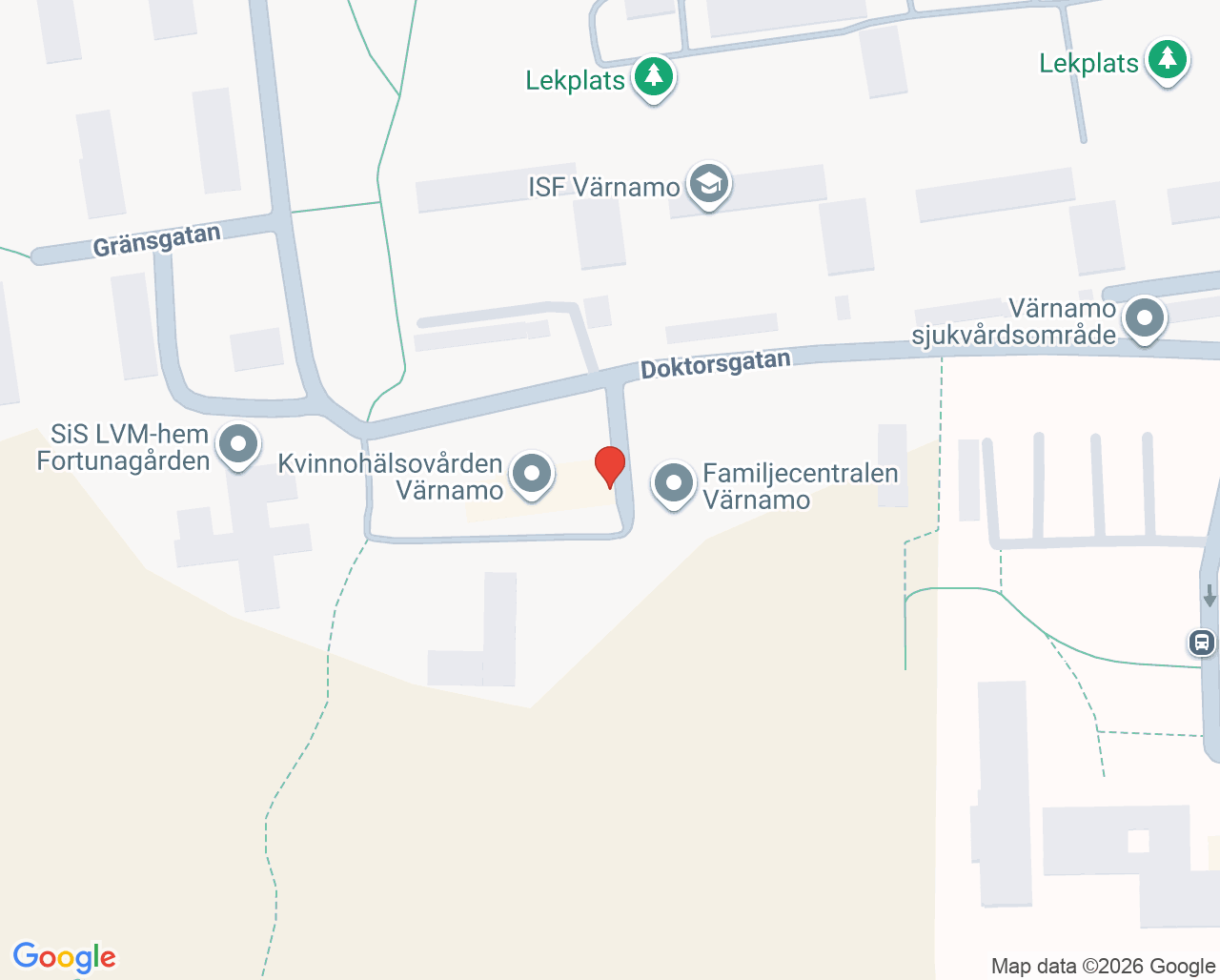 Karta till Kvinnohälsovården Värnamo