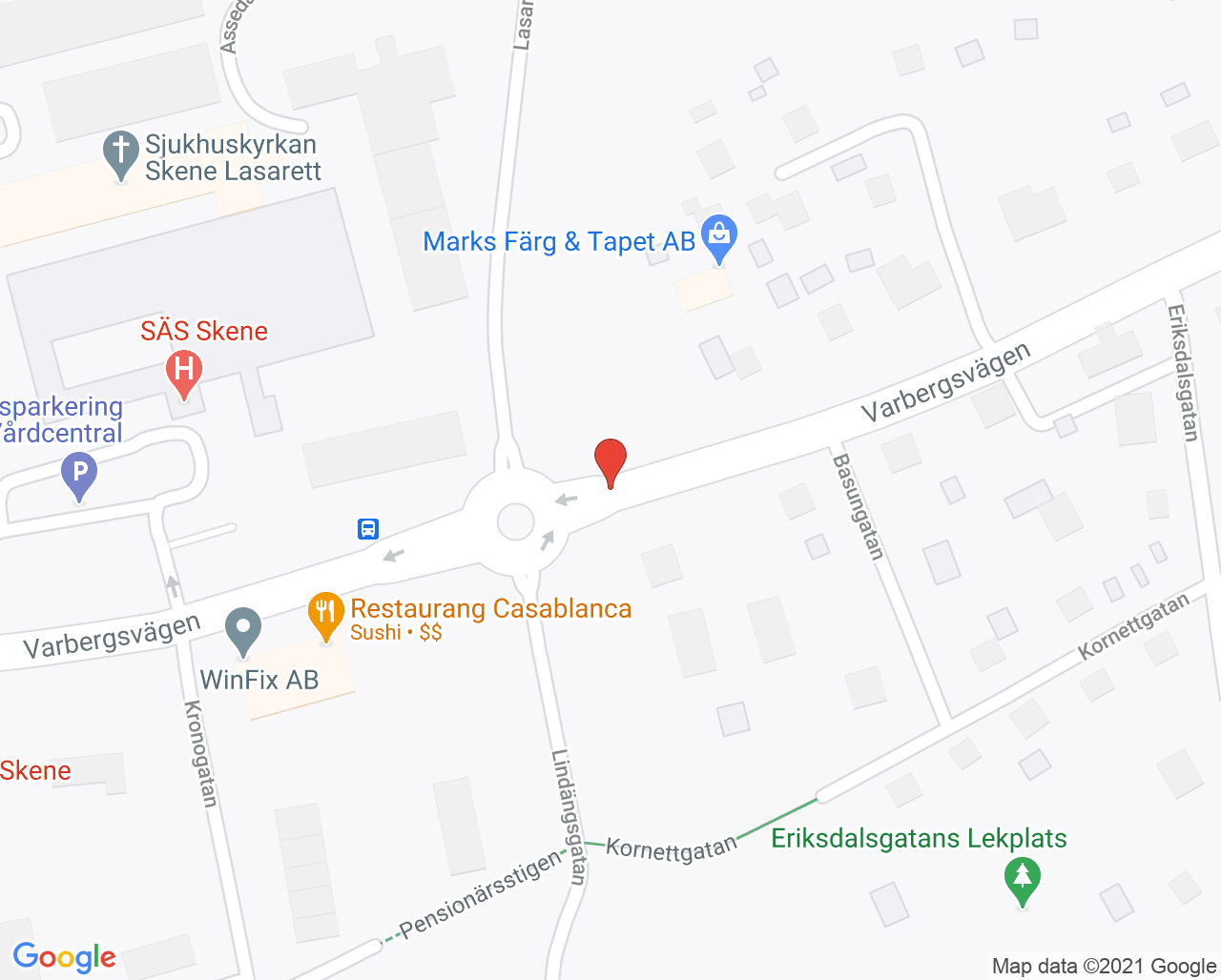 Karta till Ögonmottagning Skene, Skene