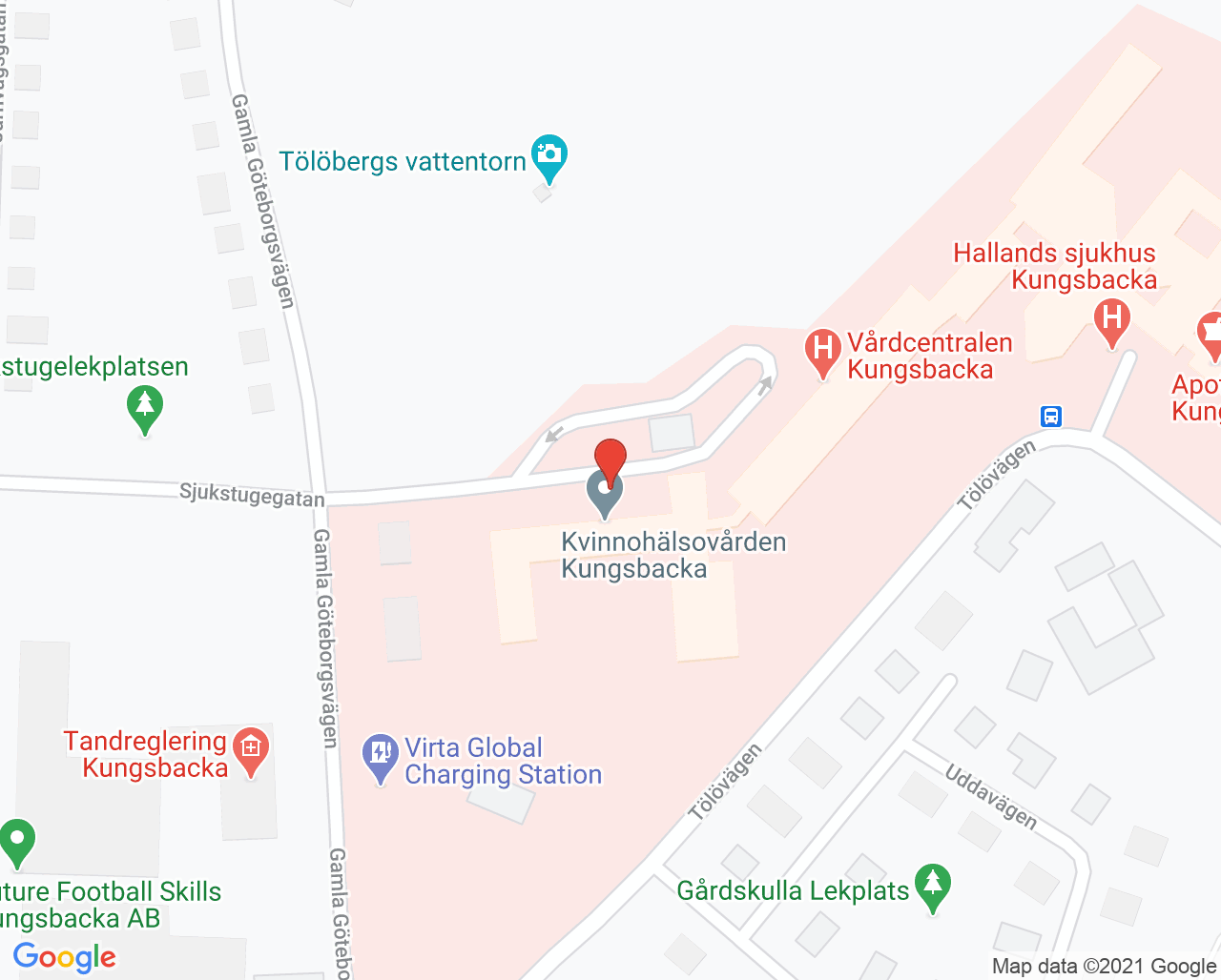 Karta till Barnavårdscentralen Kungsbacka