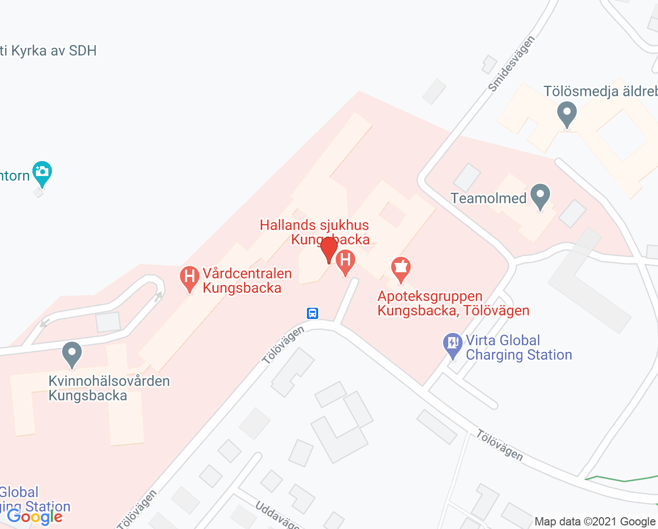 Karta till Urologimottagningen Hallands sjukhus Kungsbacka