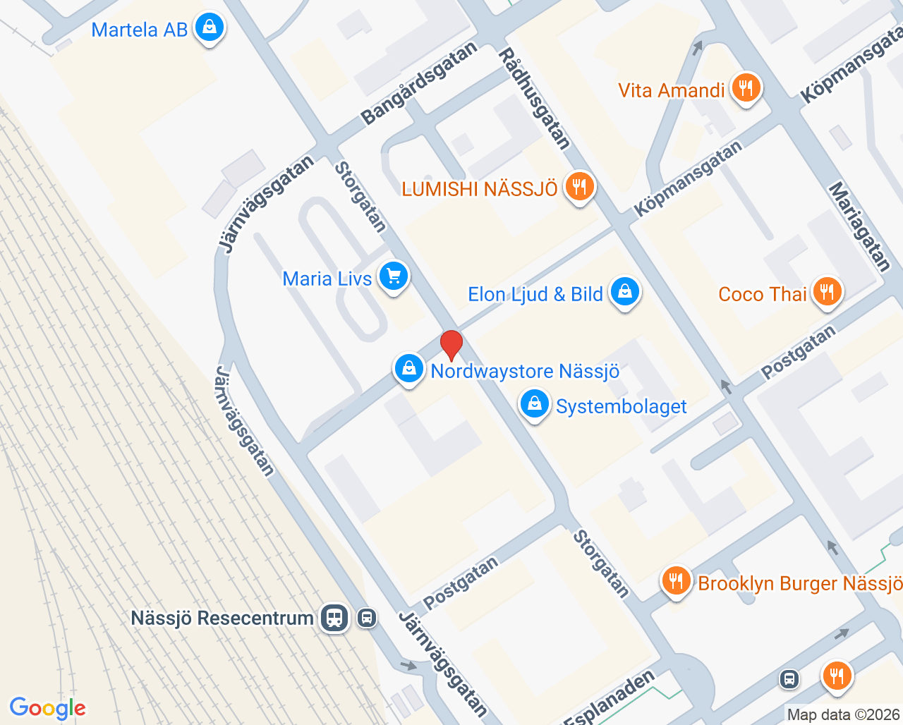 Karta till Tandhörnan i centrala Nässjö, Nässjö