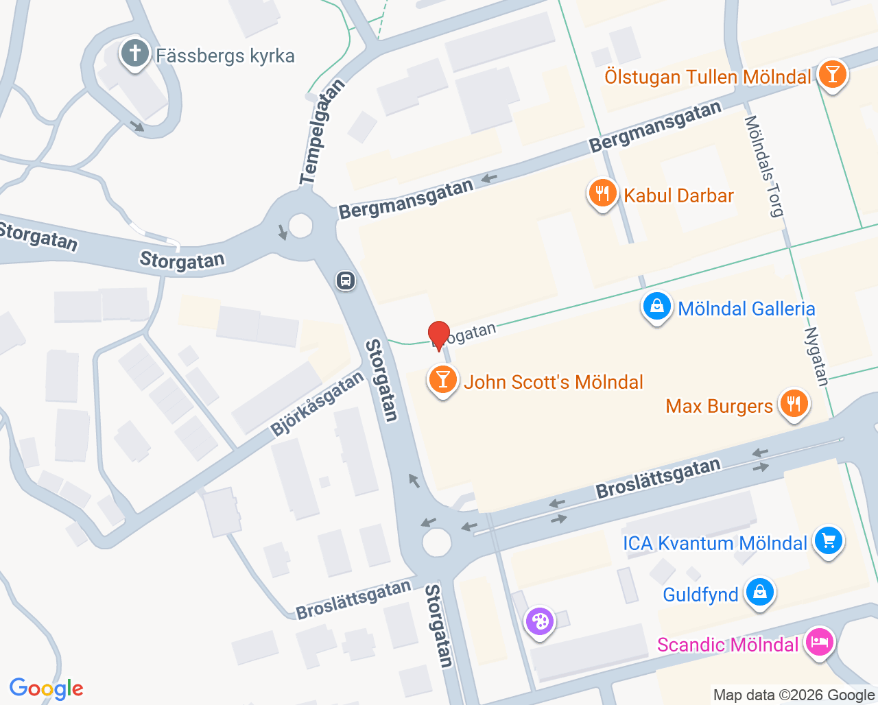 Karta till Aktiv Fysio, Mölndal