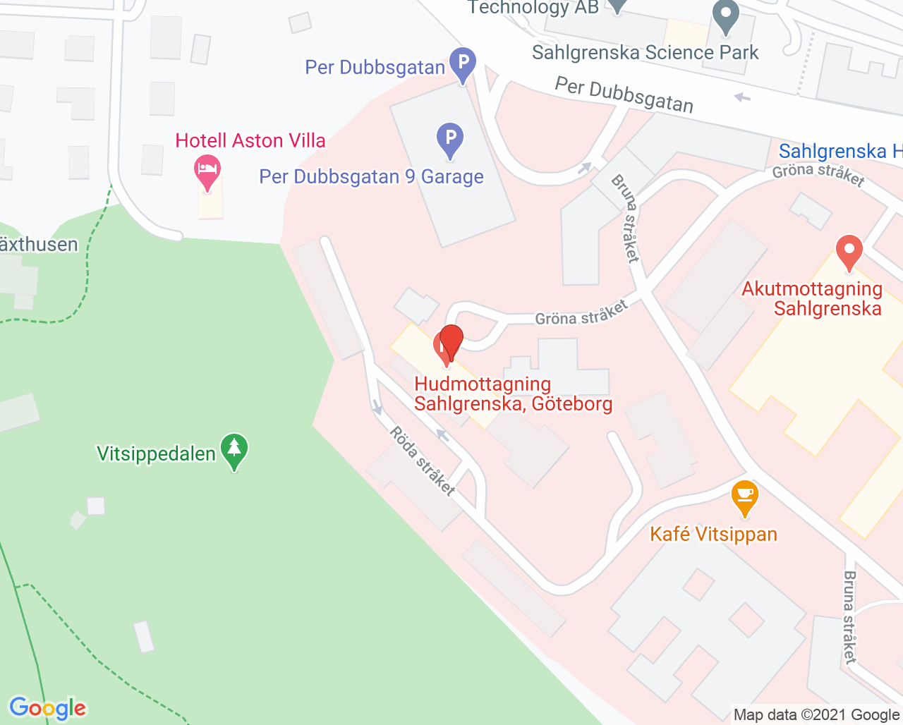 Karta till Inflammationscentrum Sahlgrenska, Göteborg
