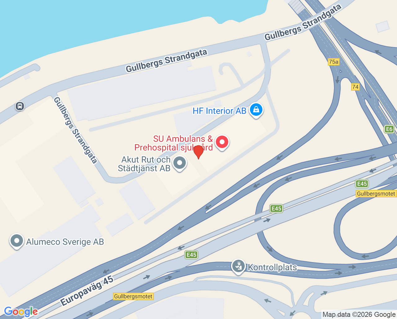 Karta till Verksamhet Ambulans och specialiserad sjukvård i hemmet, Göteborg