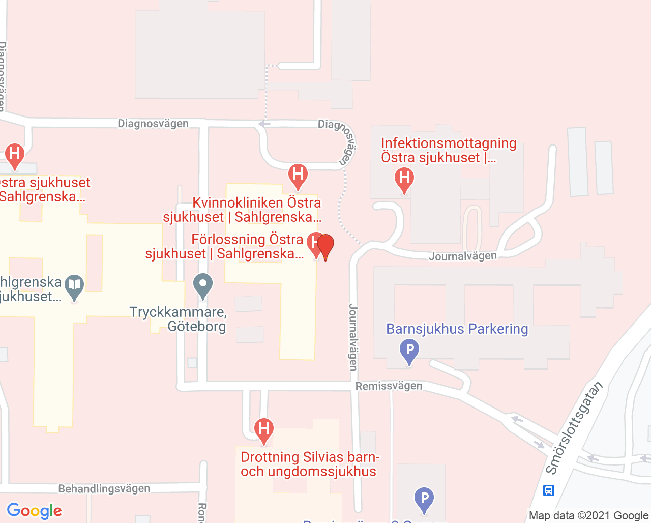 Karta till Avdelning 314 Förlossning, Göteborg