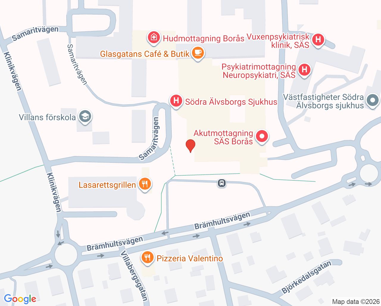 Karta till Specialistkliniken för parodontologi Borås, Borås