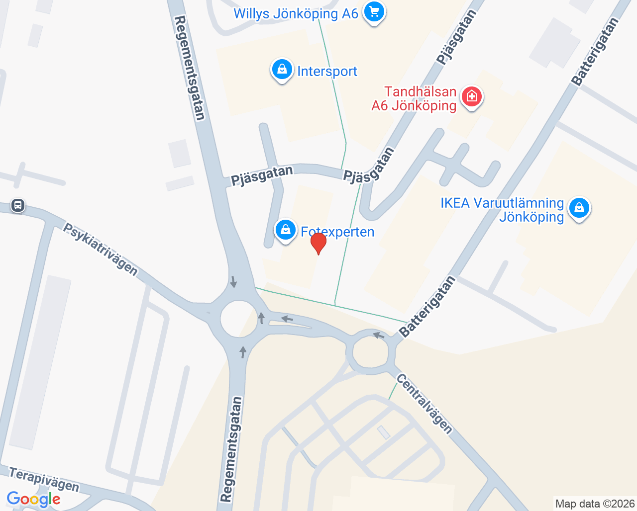 Karta till Ottobock Care Jönköping