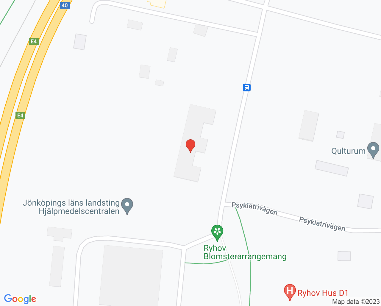 Karta till Psykiatriska rehabiliteringsenheten Länssjukhuset Ryhov