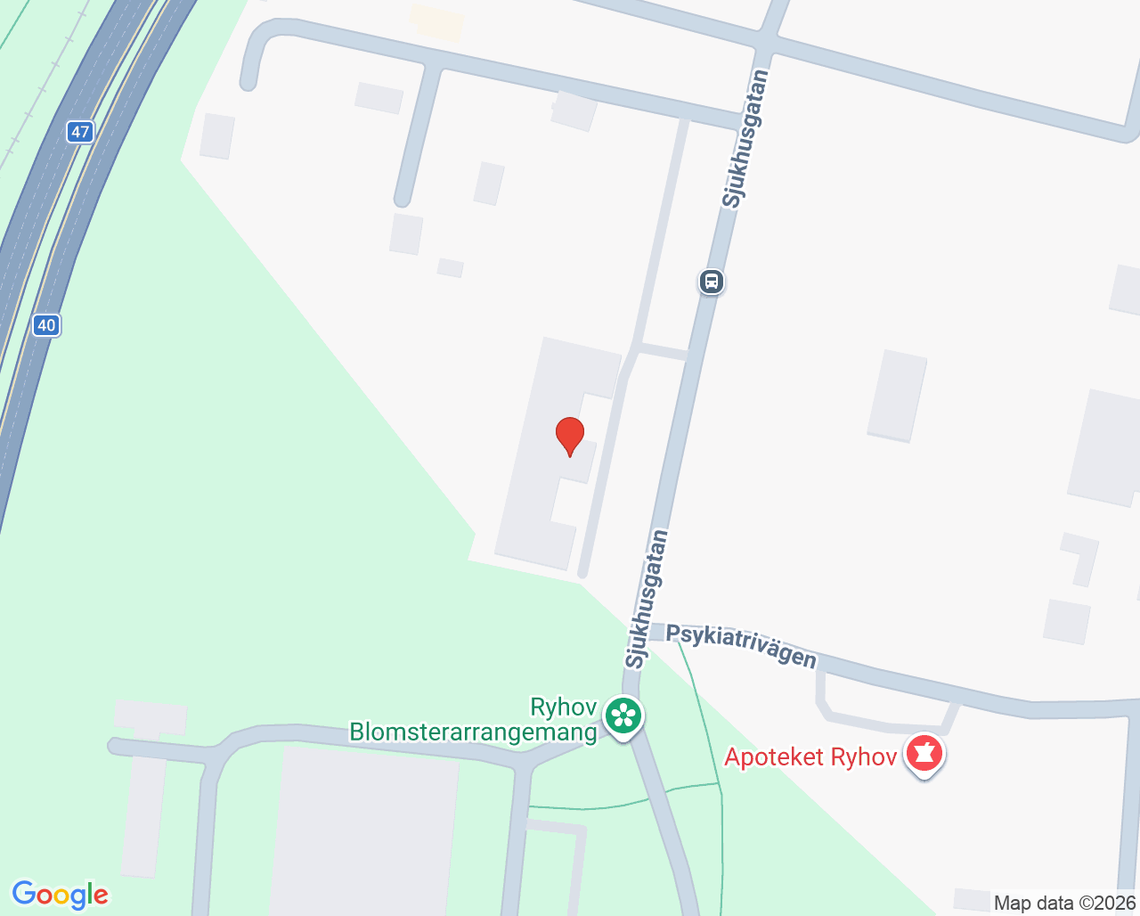 Karta till Psykosvården Länssjukhuset Ryhov