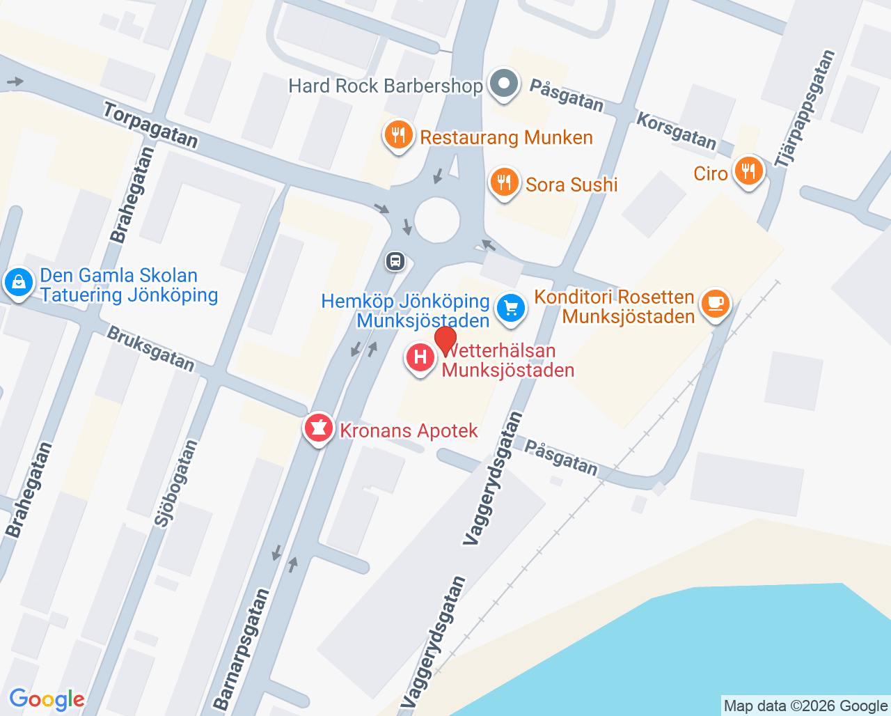Karta till Wetterhälsan Munksjöstaden filial, Jönköping