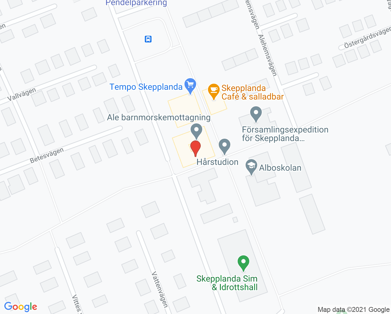 Karta till Skepplanda Tandvård, Skepplanda