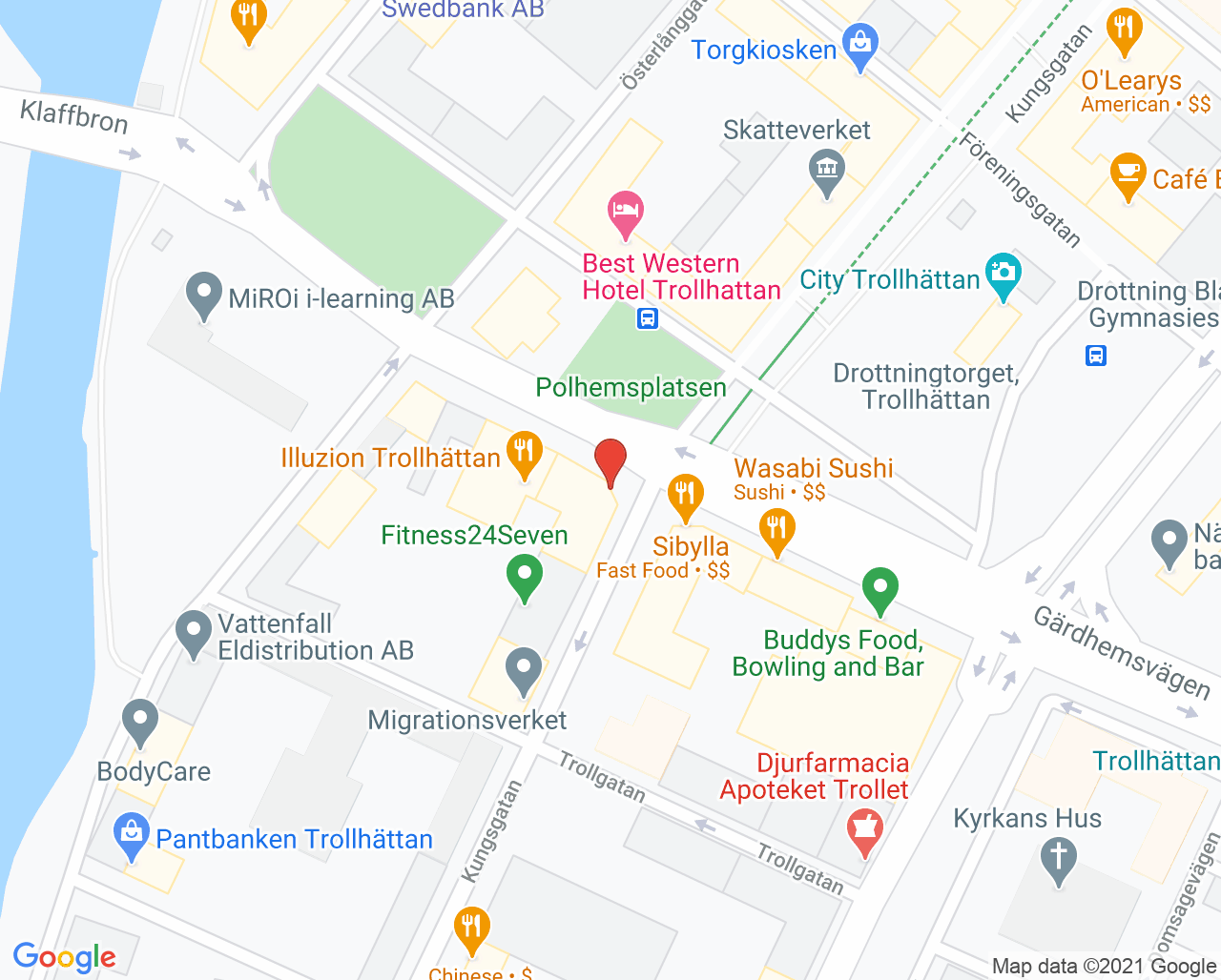 Karta till Tandläkarhörnan, Trollhättan