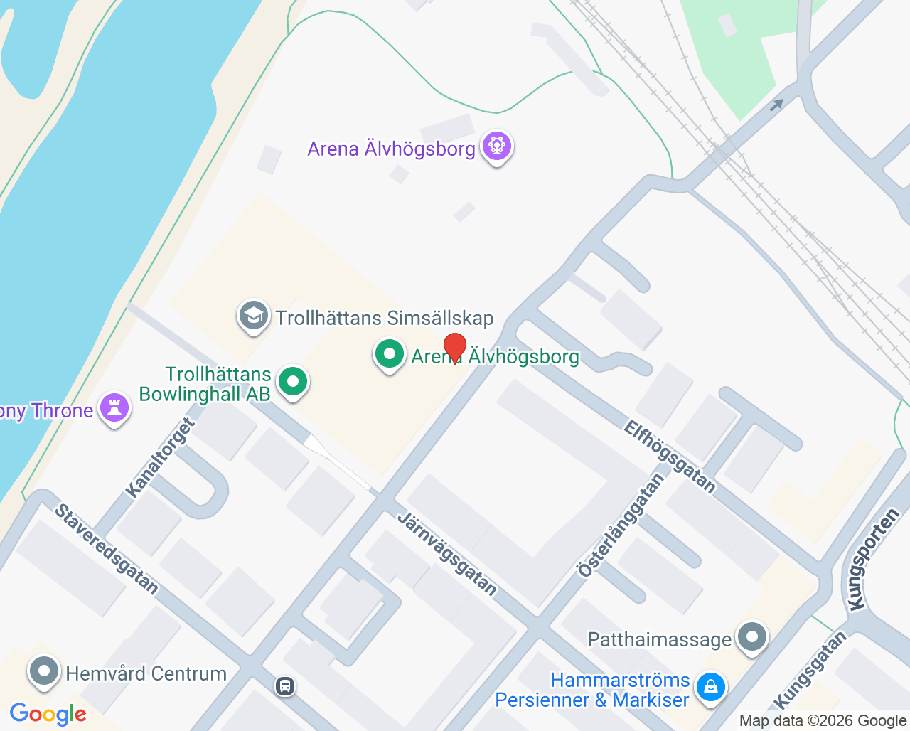 Karta till Fysiokliniken Väst Erik Persson, Trollhättan