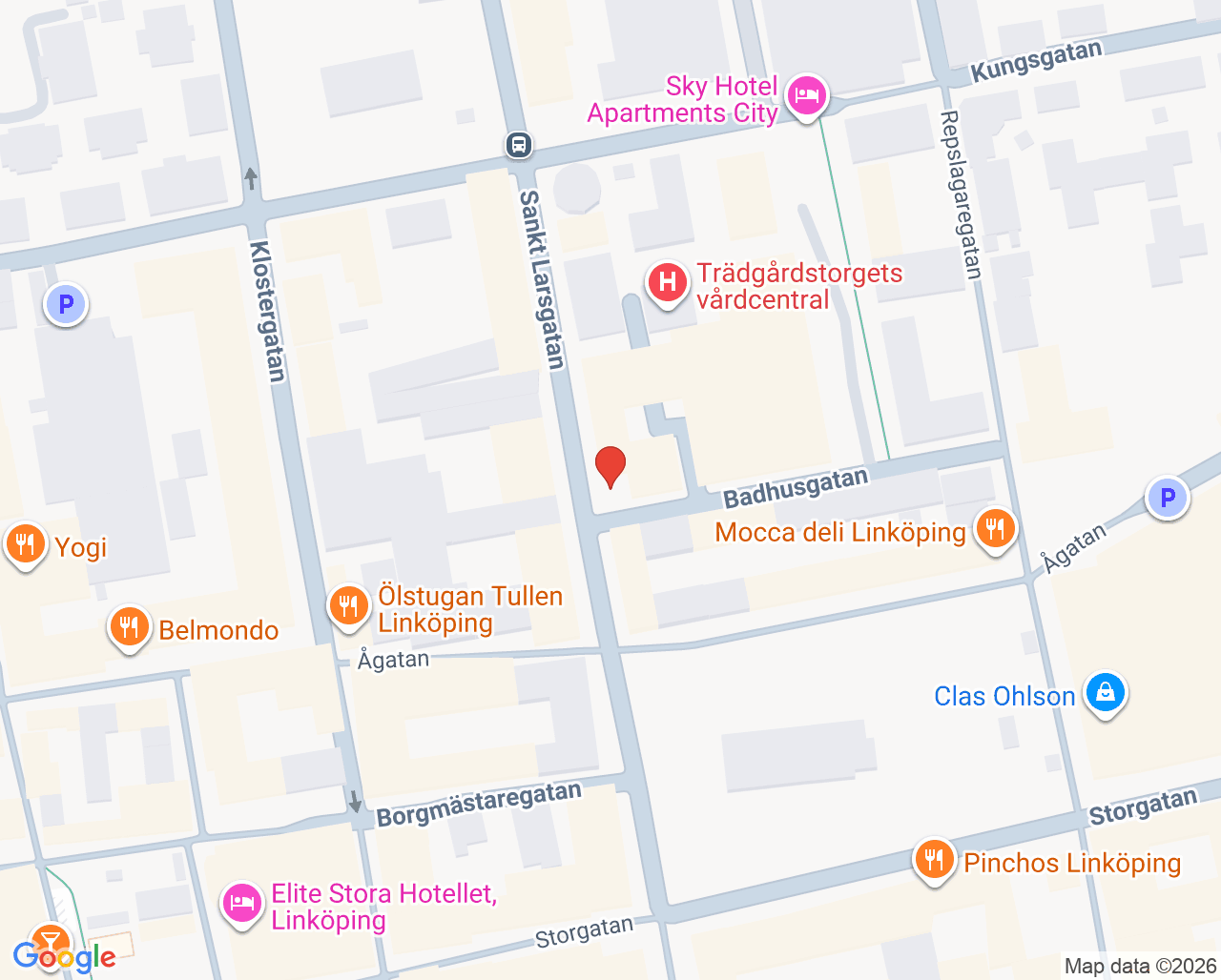 Karta till Ungdomsmottagningen Mini-Maria, Psykiatriska kliniken i Linköping