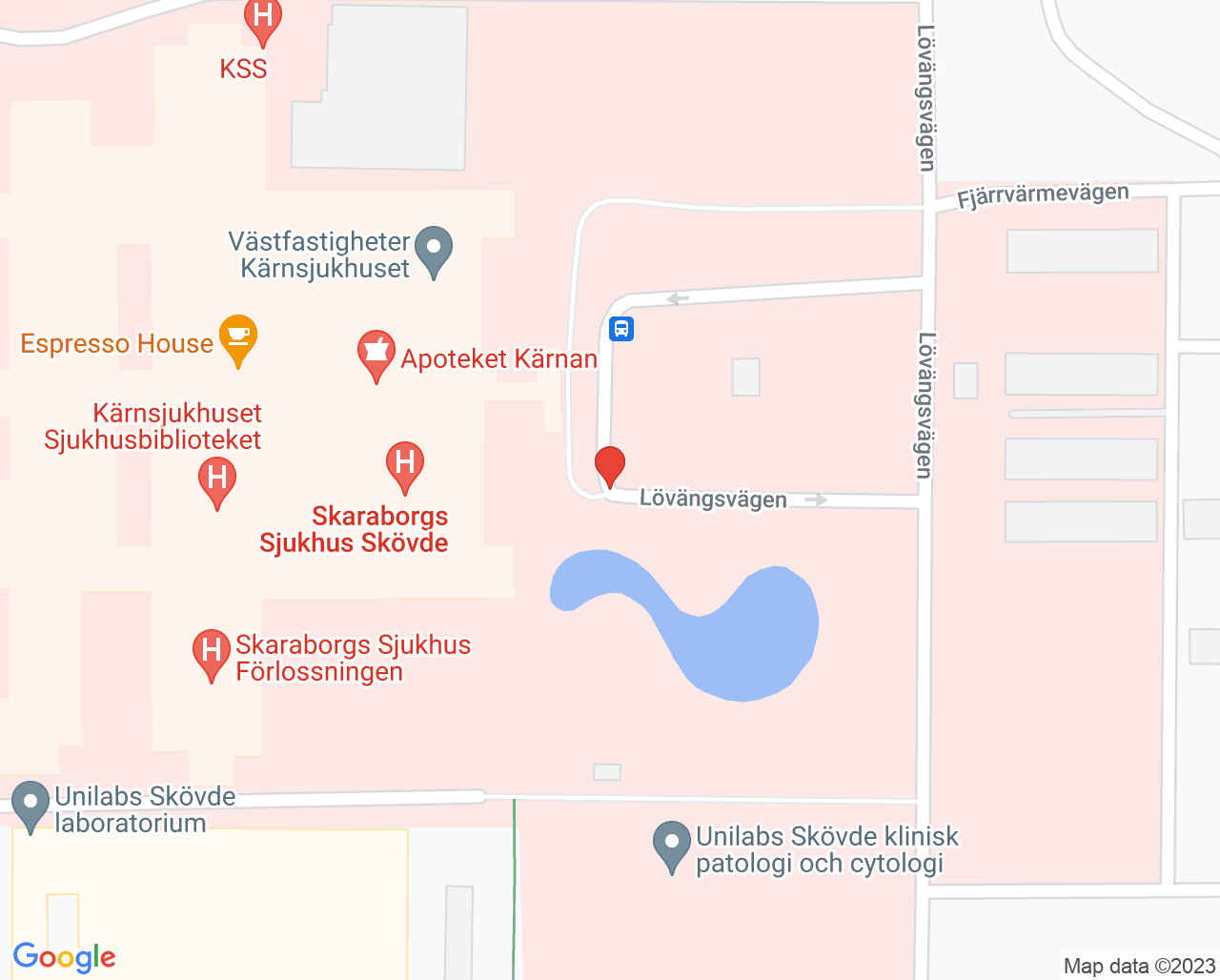 Karta till Psykiatri dagsjukvård Skövde