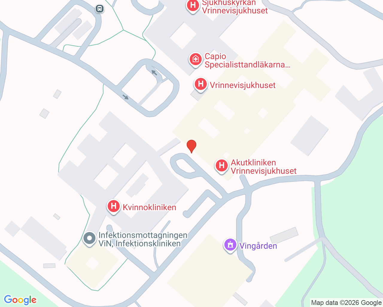 Karta till Akutvårdsavdelningen, Akutkliniken ViN