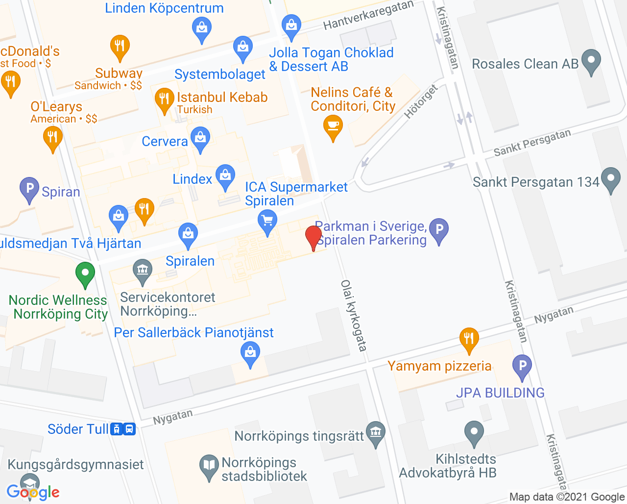 Karta till Spiralentandläkarna, Norrköping