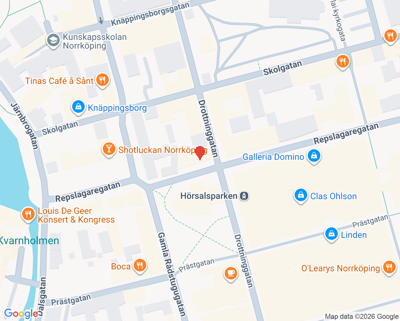 Karta till Hörsalens Tandvård, Norrköping