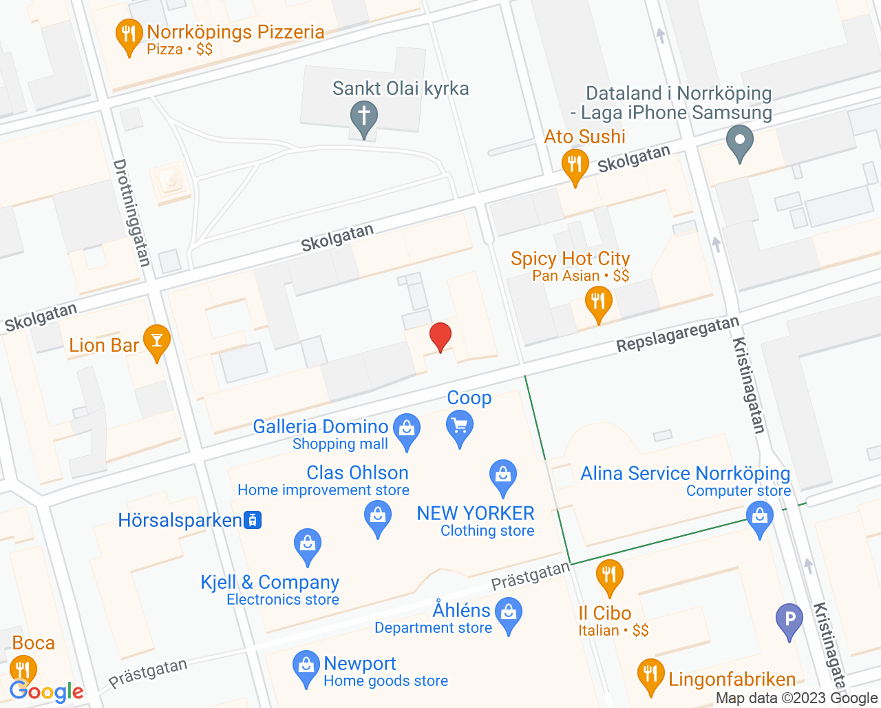 Karta till Tandläkare Cleopatra Eriksson AB, Norrköping