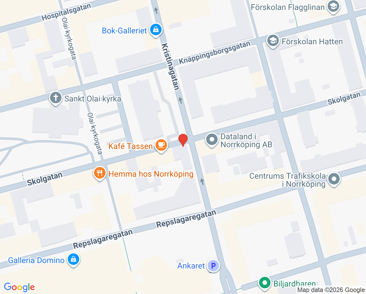 Karta till Gros Psykoterapi, Norrköping