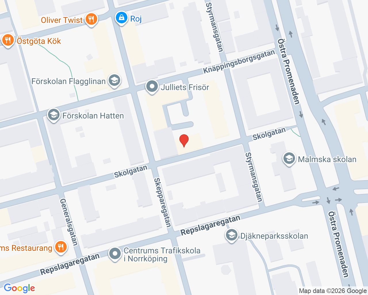 Karta till Samtalsmottagningen Norrköping, Optify Consulting
