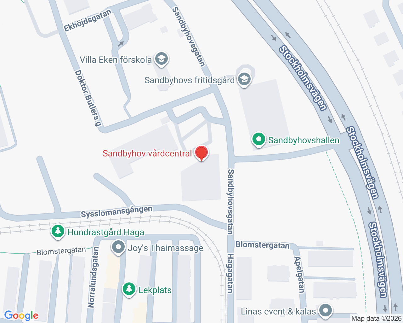 Karta till Folktandvården Sandbyhov, Norrköping
