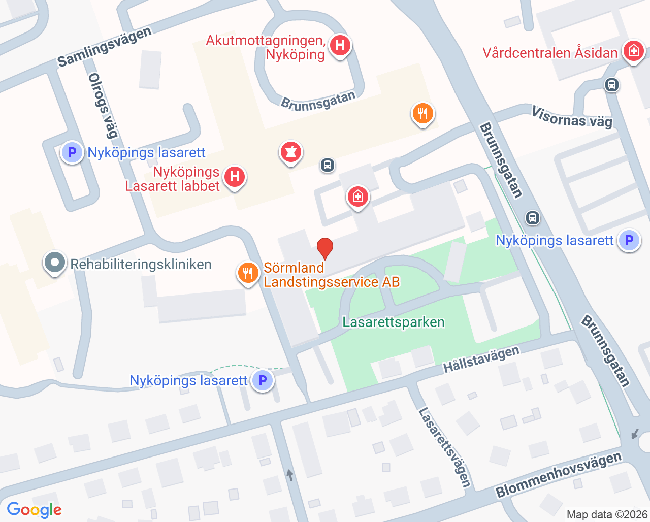 Karta till Ottobock Care Nyköpings lasarett, Nyköping