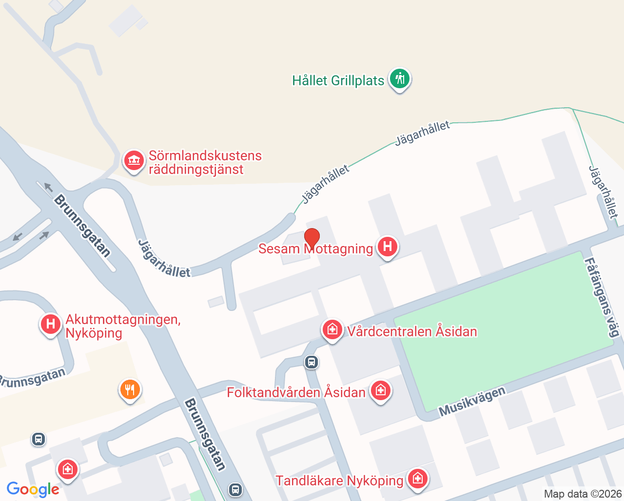 Karta till Mobila psykiatriska akutmottagningen Nyköpings lasarett, Nyköping
