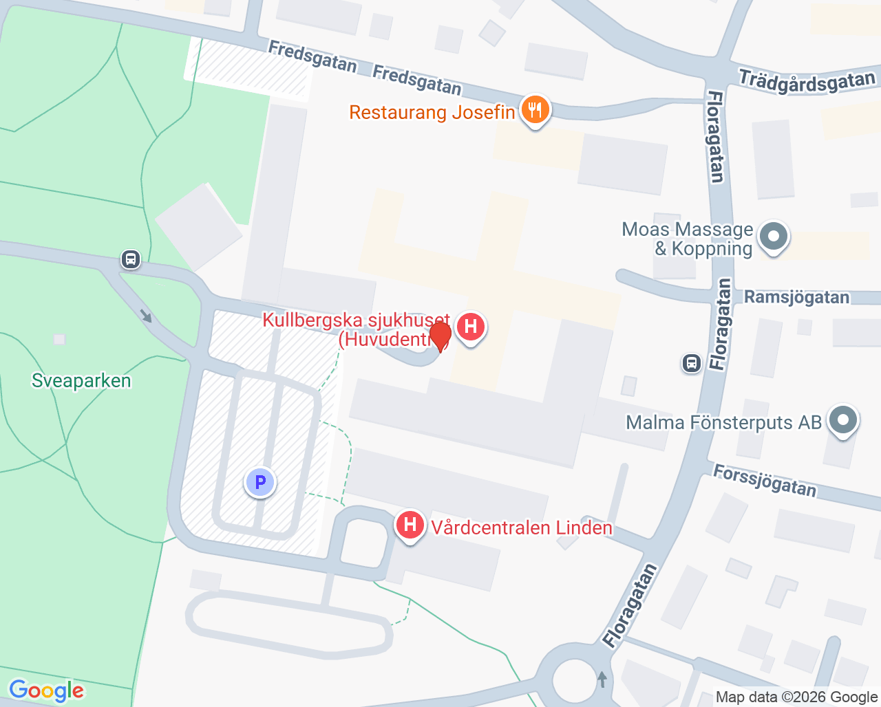 Karta till Ortopedimottagningen Kullbergska sjukhuset, Katrineholm