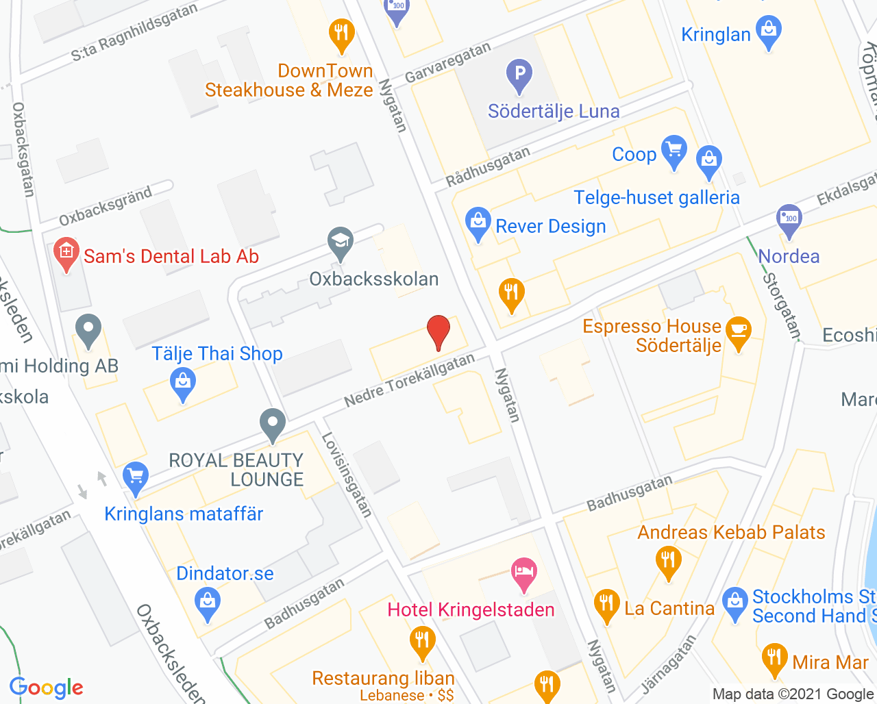 Karta till Tandläkare David Izgin - Nedre Torekällgatan, Södertälje
