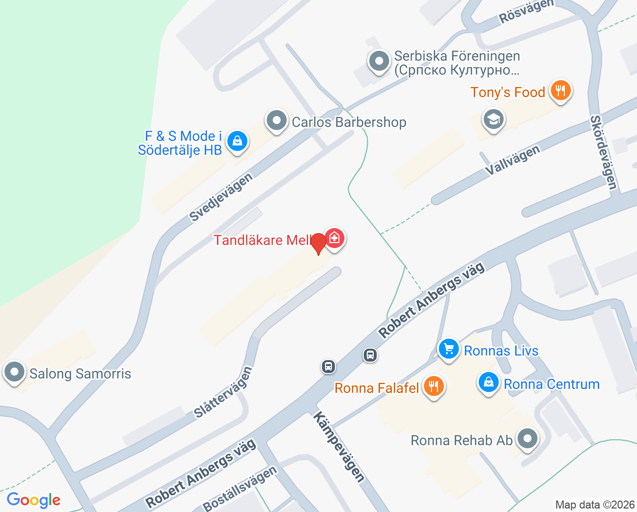 Karta till Tandläkare Filiz Jene, Södertälje