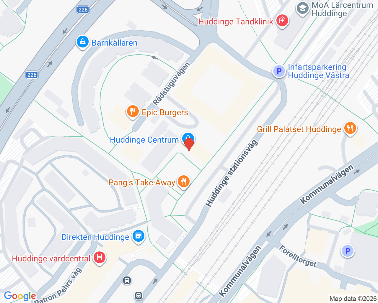 Karta till Tandläkare Agneta Sandbacka, Huddinge