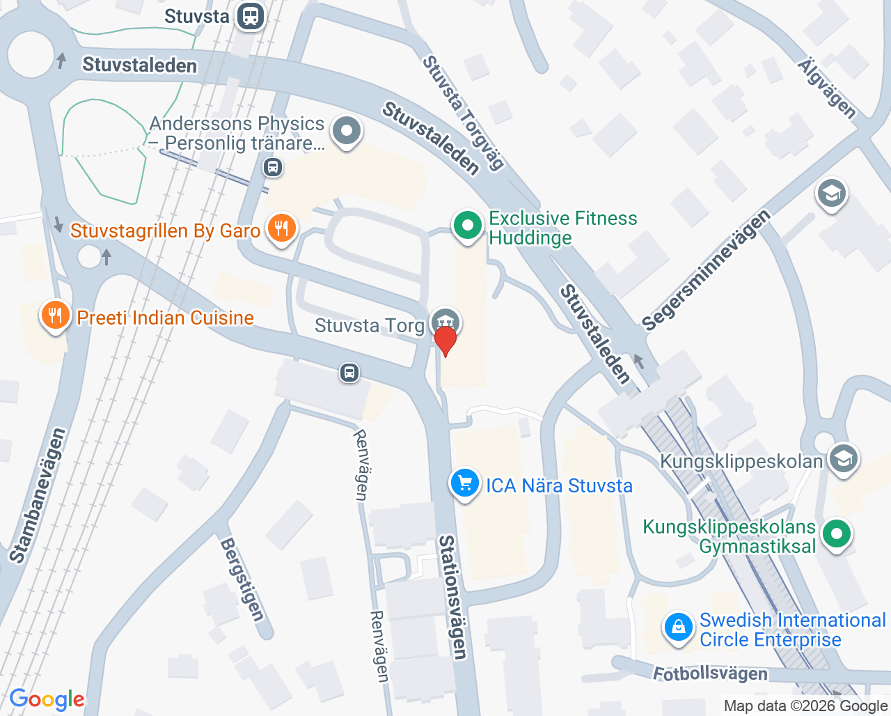 Karta till Tandvårdsgruppen Stuvsta, Stuvsta