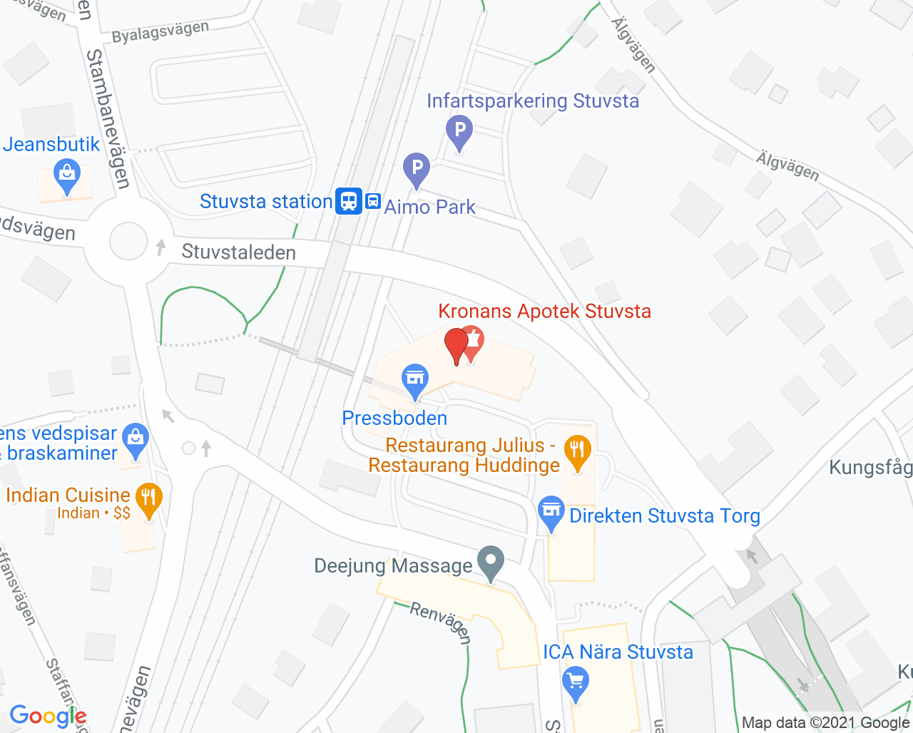 Karta till Stuvsta Fysiocenter - Anna Evén