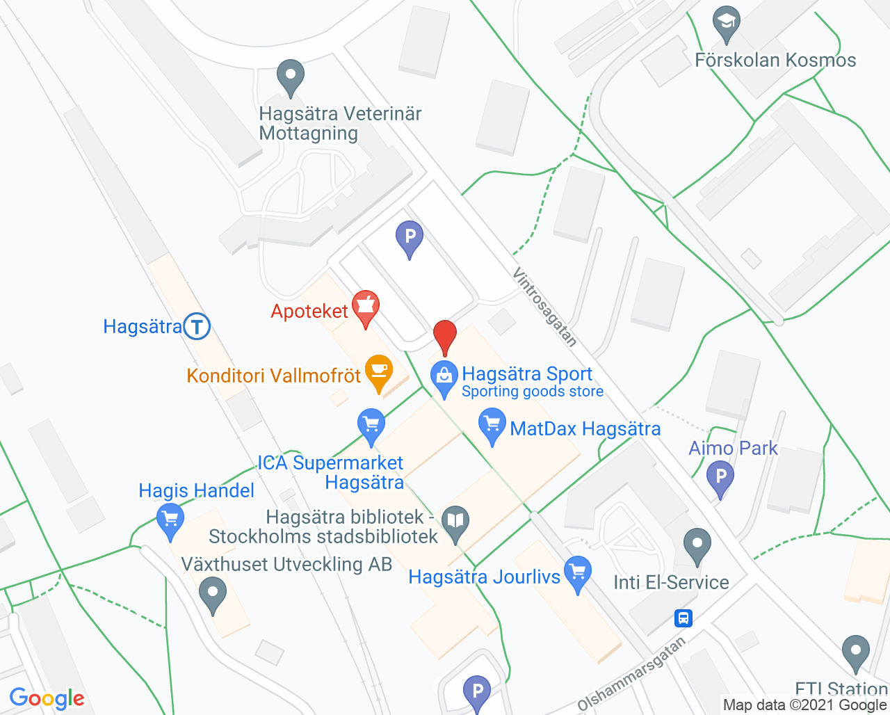Karta till Capio Vårdcentral Fotsjukvård Hagsätra