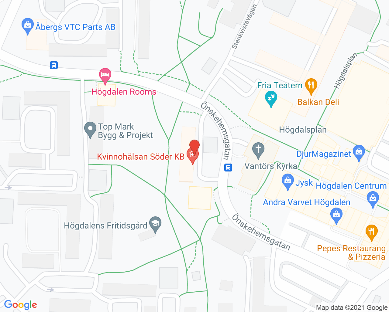 Karta till Högdalen Vårdcentral
