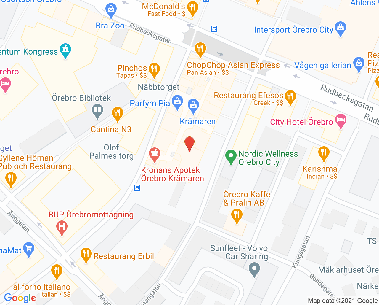 Karta till Endodonti Örebro, Örebro