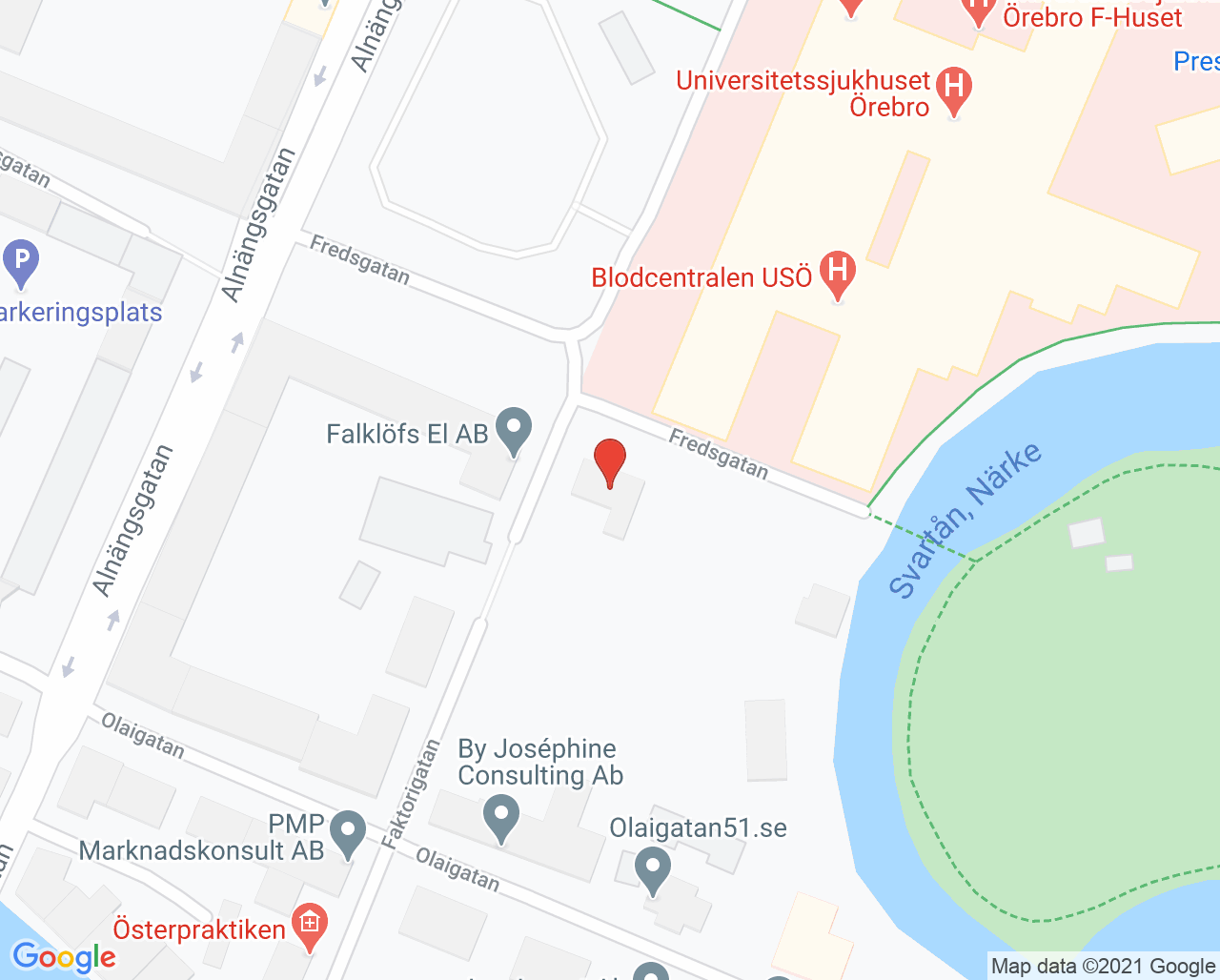 Karta till Barn- och ungdomsmottagningen Stora Holmen, Örebro