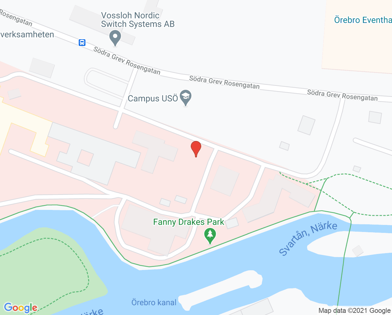 Karta till Ortopedtekniska mottagningen Universitetssjukhuset Örebro