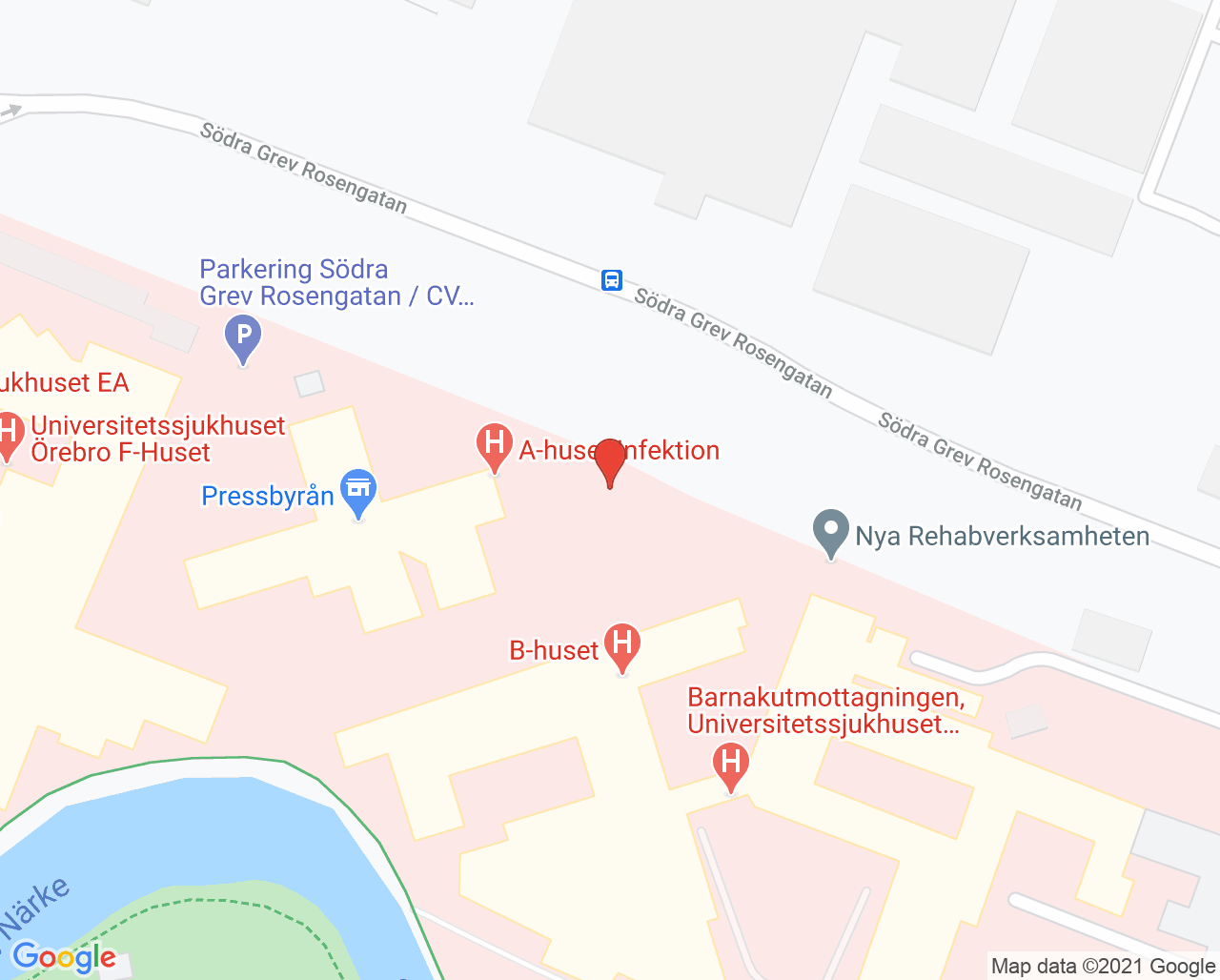 Karta till Nationell vårdenhet för kirurgisk behandling av peniscancer, Örebro