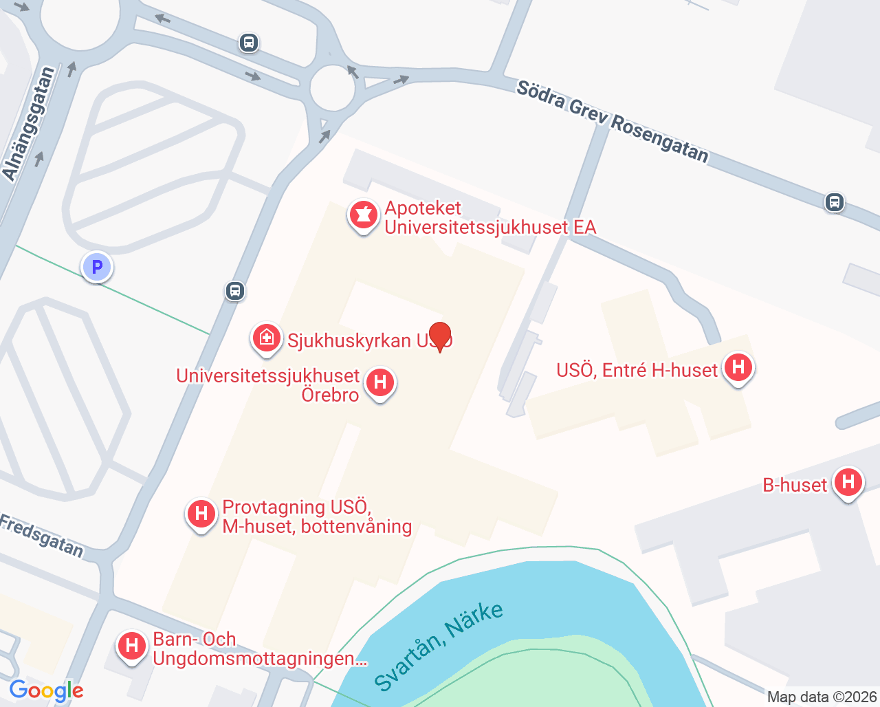 Karta till VO fysioterapi Universitetssjukhuset Örebro, Örebro