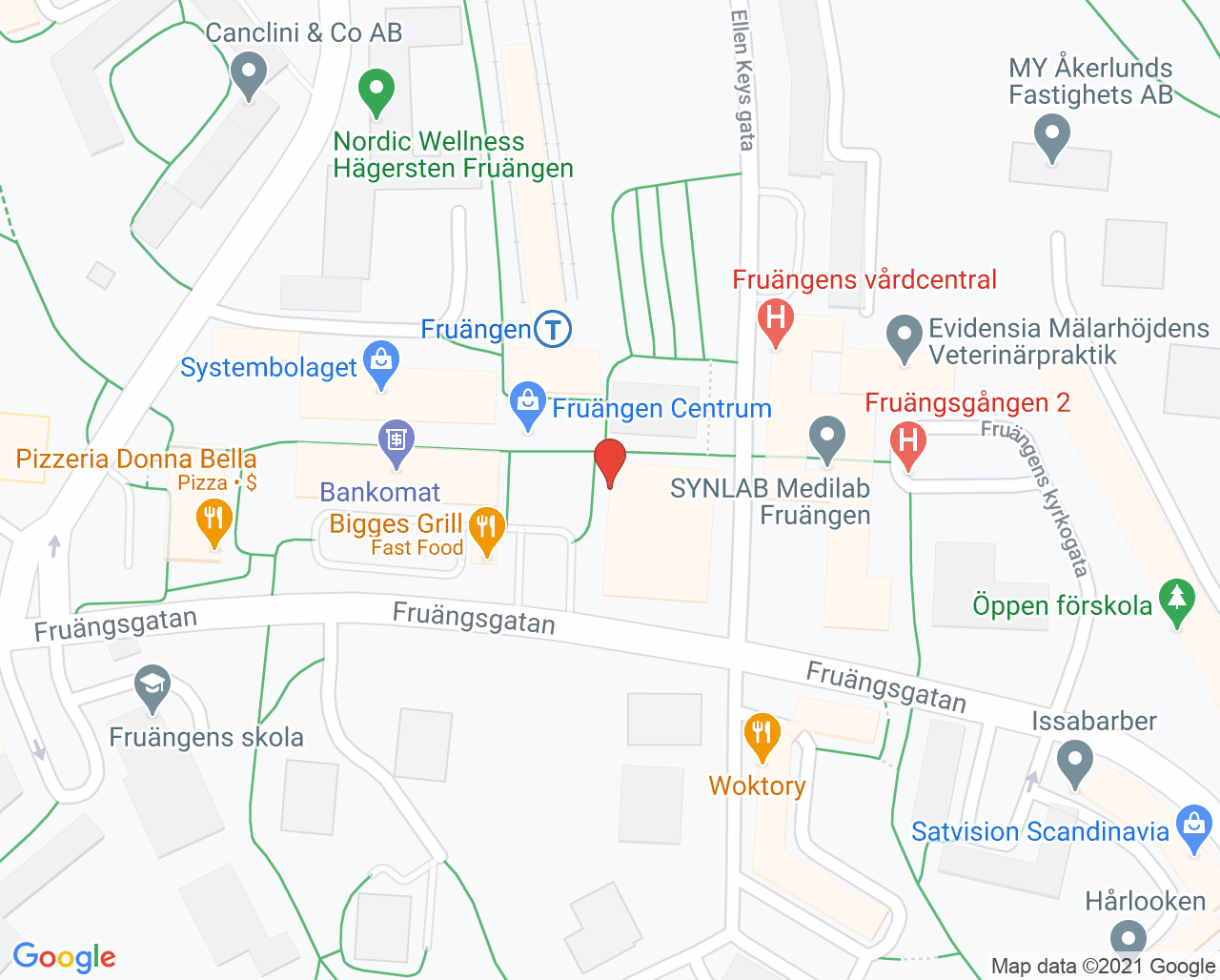 Karta till Folktandvården Fruängen