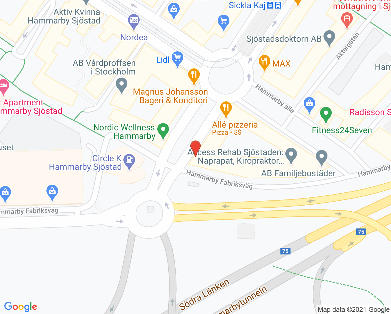 Karta till Aqua Dental Hammarby Sjöstad
