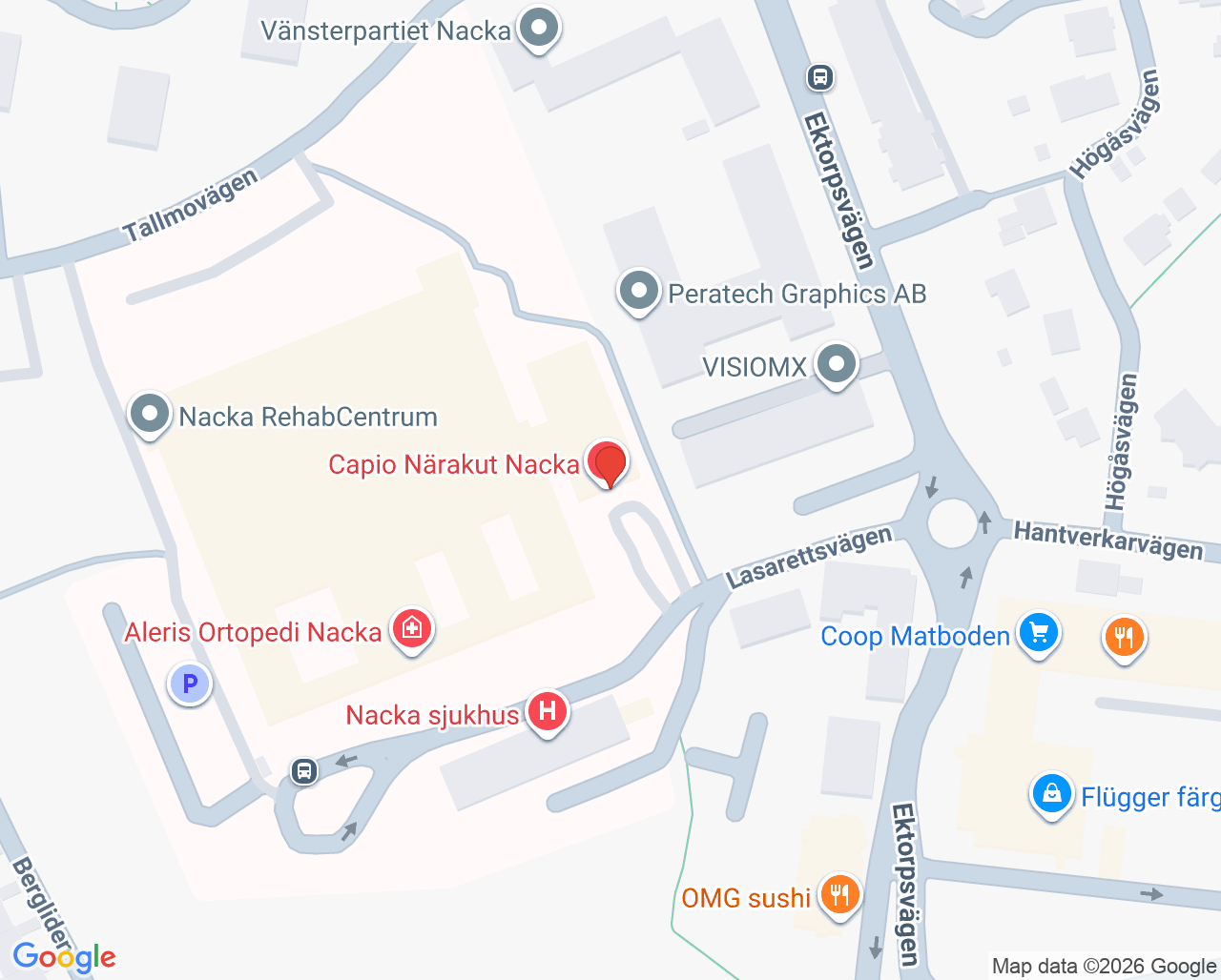 Karta till Meliva GYN Nacka kvalificerat ultraljud, Nacka