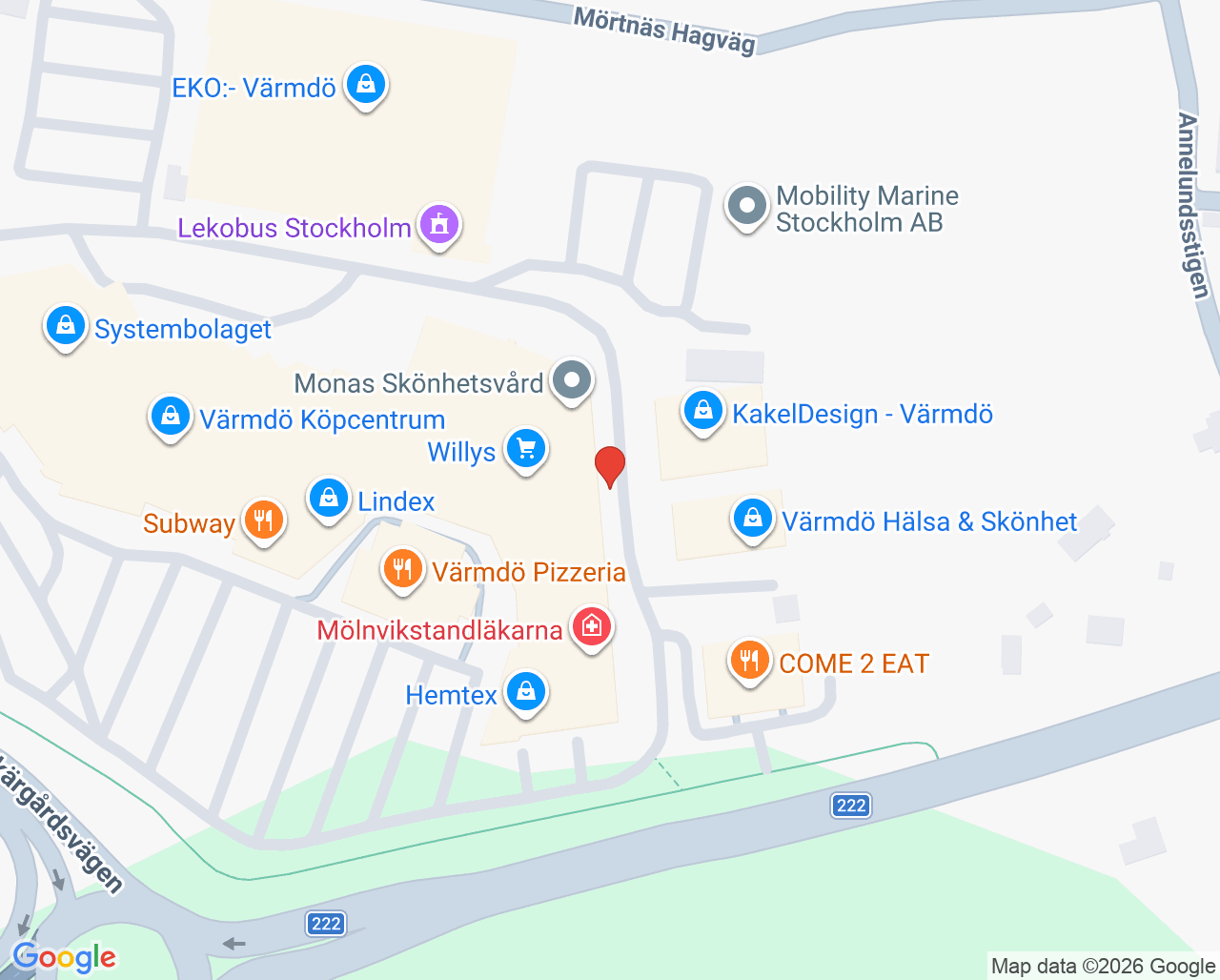 Karta till Mölnvikstandläkarna Caroline Klingberg, Stockholm
