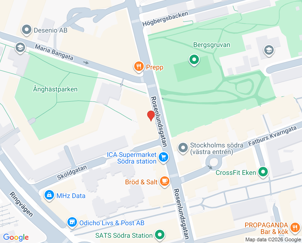 Karta till Maria Ungdom Mini-Maria Stockholm, Beroendecentrum Stockholm