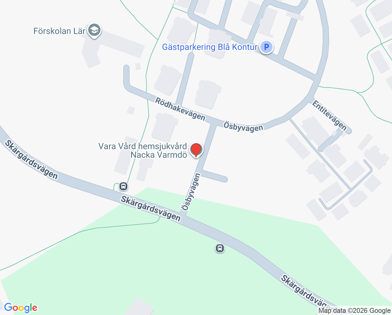 Karta till Vara Vård HSV Nacka Värmdö, Gustavsberg